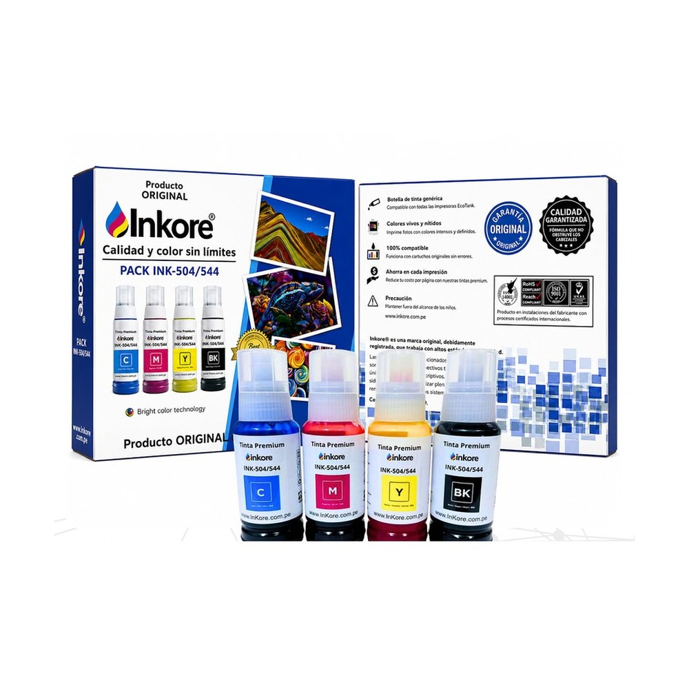 Pack de tinta Inkore 280 ml (4 colores) para Epson EcoTank 504/544