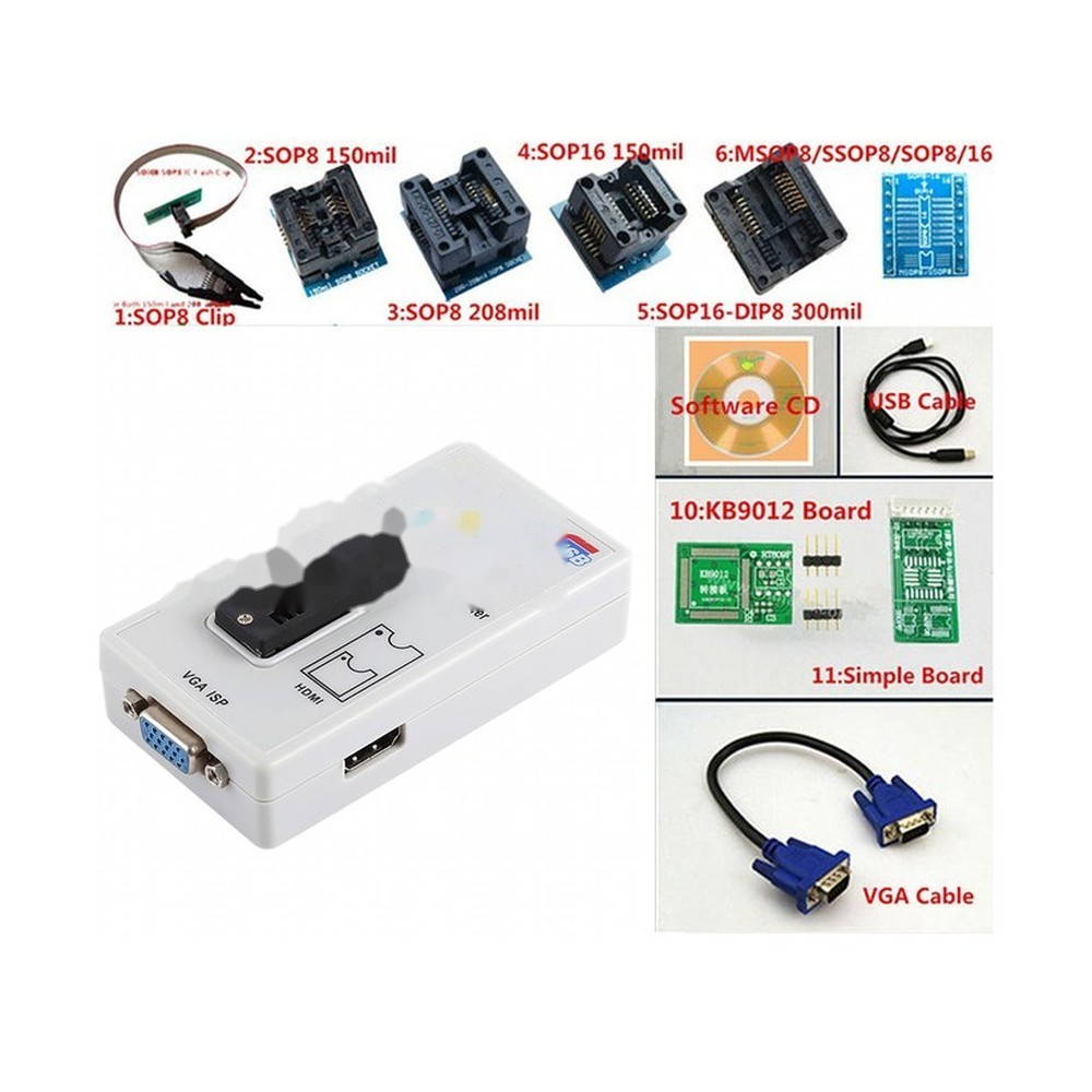 Programador ISP Original RT809F más 7 Adaptadores