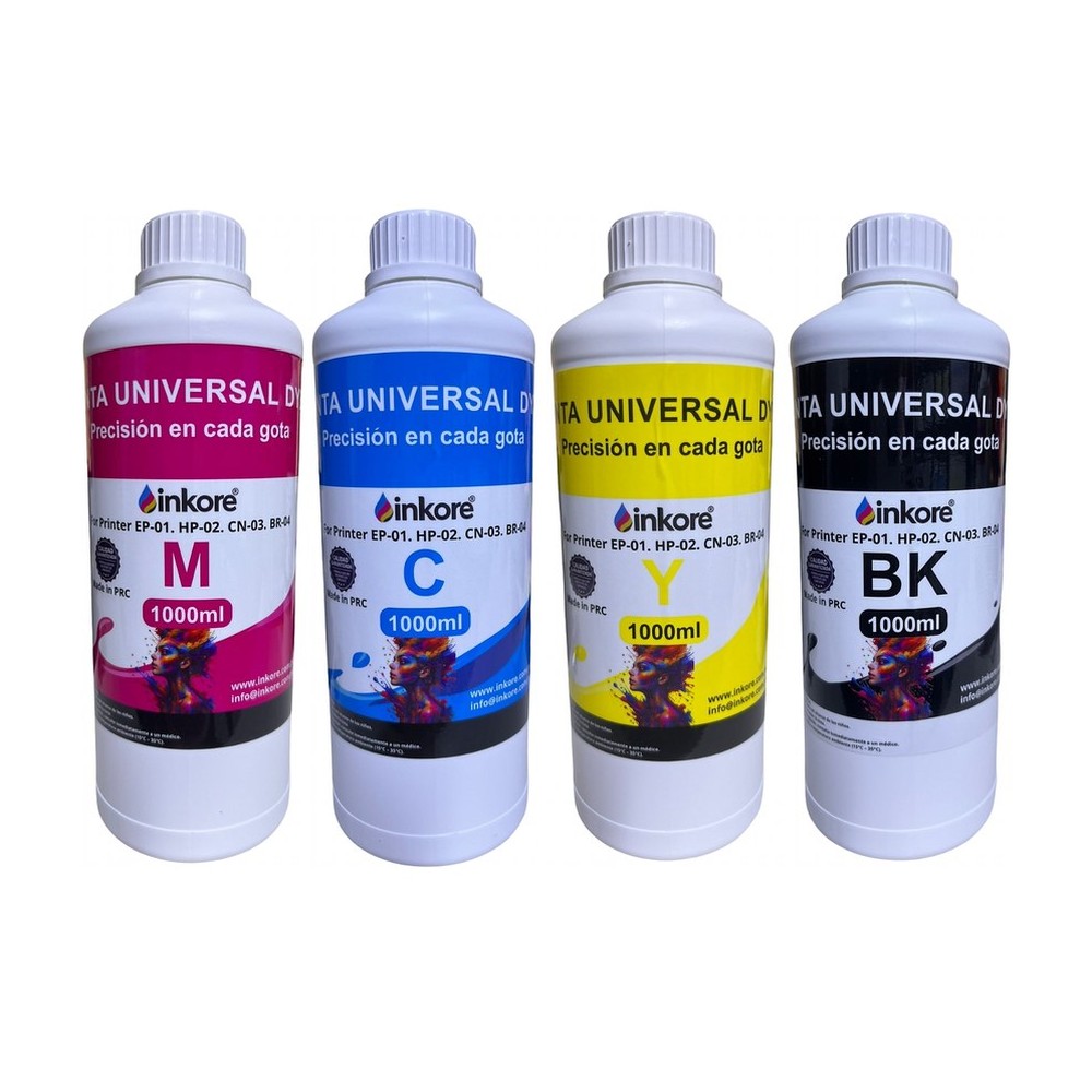 Tinta INKORE® CMYK 4 Litros para Epson, HP, Brother y Canon